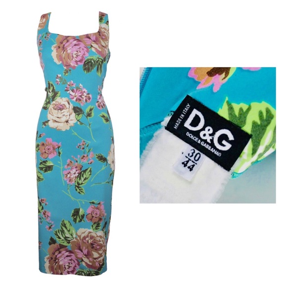 Dolce & Gabbana Dresses & Skirts - SOLD! DOLCE & GABBANA Blue Floral Midi Dress 30/44 Dolce & Gabbana Dresses & Skirts - SOLD! DOLCE & GABBANA Blue Floral Midi Dress 30/44